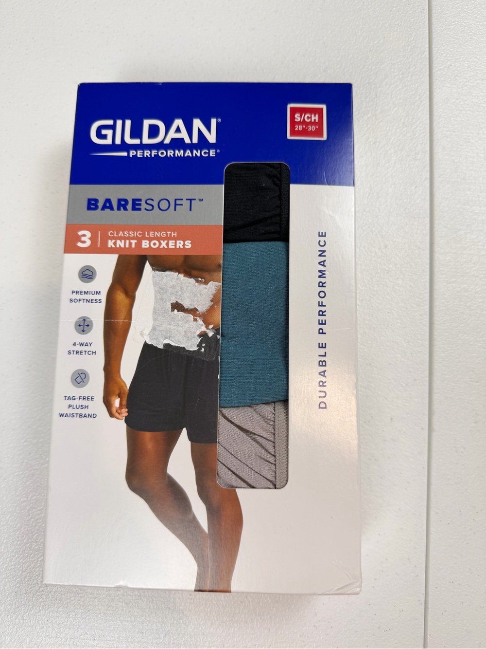 Gildan Mens Performance Bare Soft Classic Length Knit Boxers‎ Tagless Small